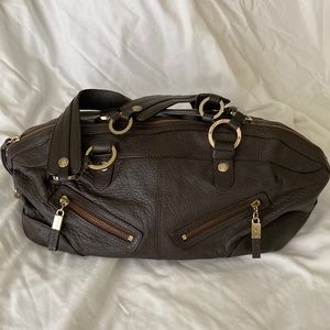 Elliott Lucca Dark brown soft pebbled leather handbag purse beautiful rare